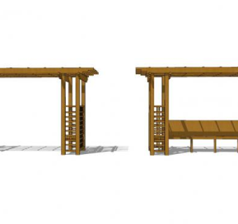 现代廊架户外椅SU模型下载_sketchup草图大师SKP模型