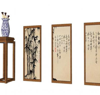 书法卷轴su模型下载_sketchup草图大师SKP模型