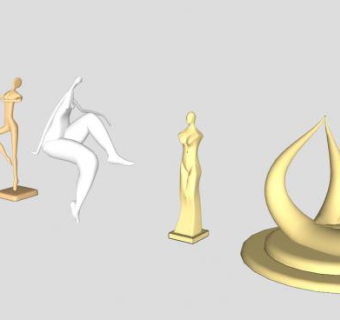 现代抽象雕塑su模型下载_sketchup草图大师SKP模型