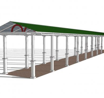 简欧走廊外观SU模型下载_sketchup草图大师SKP模型