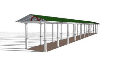 简欧走廊外观SU模型下载_sketchup草图大师SKP模型