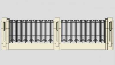 别墅栏杆围墙su模型下载_sketchup草图大师SKP模型