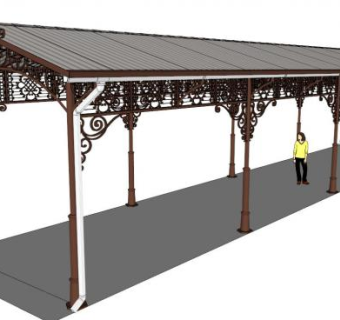 中式雨棚su模型下载_sketchup草图大师SKP模型