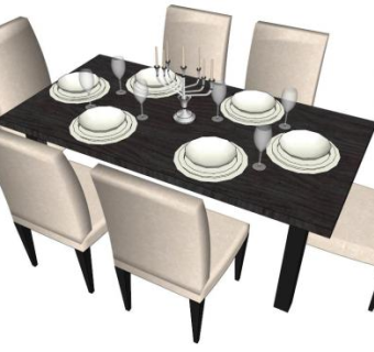 欧式多人餐桌su模型下载_sketchup草图大师SKP模型