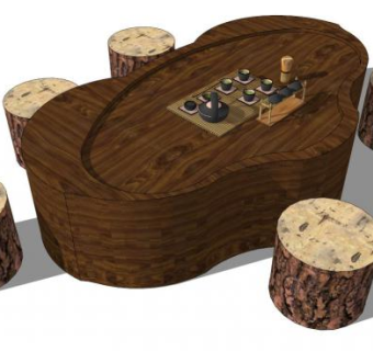 庭院茶几su模型下载_sketchup草图大师SKP模型