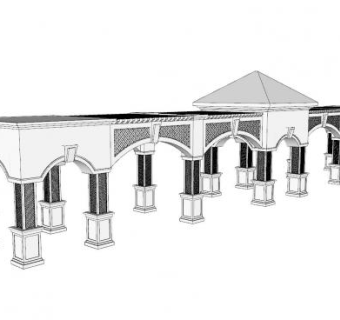 欧式建筑走廊SU模型下载_sketchup草图大师SKP模型