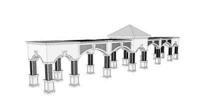 欧式建筑走廊SU模型下载_sketchup草图大师SKP模型