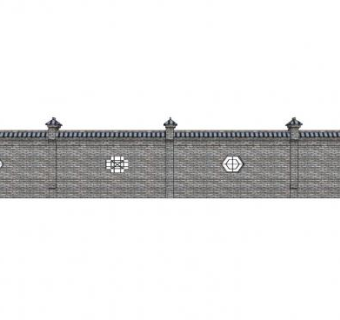 中式漏窗围墙SU模型下载_sketchup草图大师SKP模型