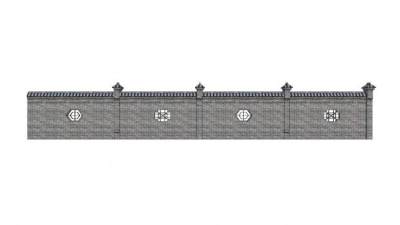 中式漏窗围墙SU模型下载_sketchup草图大师SKP模型