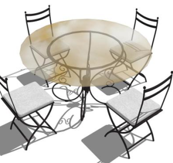 欧式铁艺户外桌椅su模型下载_sketchup草图大师SKP模型