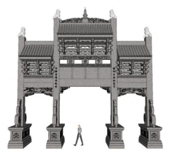中式门楼牌坊设计SU模型下载_sketchup草图大师SKP模型