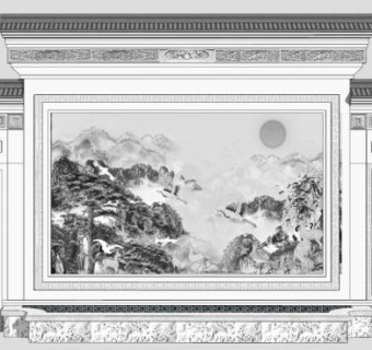 中式景墙影壁su模型下载_sketchup草图大师SKP模型