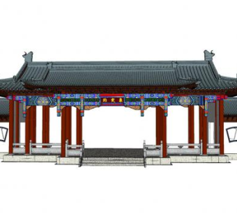 趵突泉廊亭设计SU模型下载_sketchup草图大师SKP模型