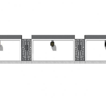 新中式简约围墙院墙SU模型下载_sketchup草图大师SKP模型
