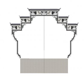 中式三叠式马头墙SU模型下载_sketchup草图大师SKP模型