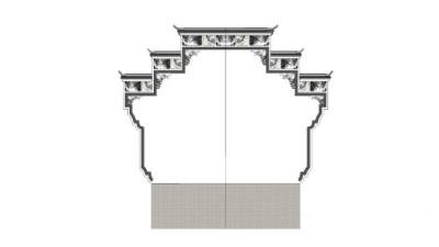 中式三叠式马头墙SU模型下载_sketchup草图大师SKP模型