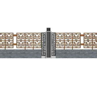 新中式护栏围墙SU模型下载_sketchup草图大师SKP模型