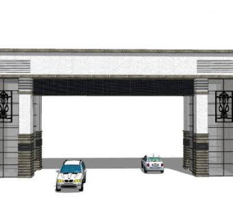 现代大门入口SU模型下载_sketchup草图大师SKP模型