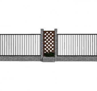 新中式围院墙SU模型下载_sketchup草图大师SKP模型