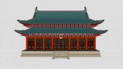 古建筑风格大殿SU模型下载_sketchup草图大师SKP模型