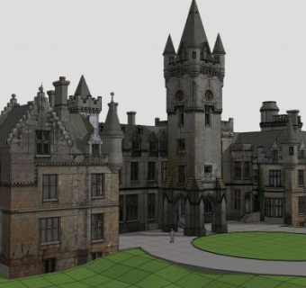 古老的城堡建筑SU模型下载_sketchup草图大师SKP模型