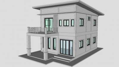 现代农村别墅建筑SU模型下载_sketchup草图大师SKP模型