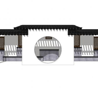 中式建筑廊架SU模型下载_sketchup草图大师SKP模型