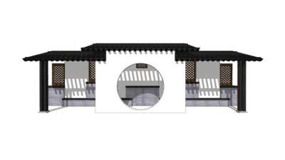 中式建筑廊架SU模型下载_sketchup草图大师SKP模型