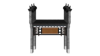 中式马头墙牌坊SU模型下载_sketchup草图大师SKP模型