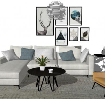 北欧现代沙发su模型下载_sketchup草图大师SKP模型