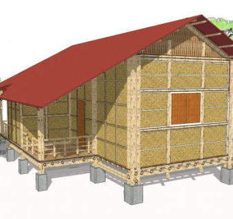 竹民宿su模型下载_sketchup草图大师SKP模型