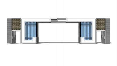 现代建筑小区大门SU模型下载_sketchup草图大师SKP模型