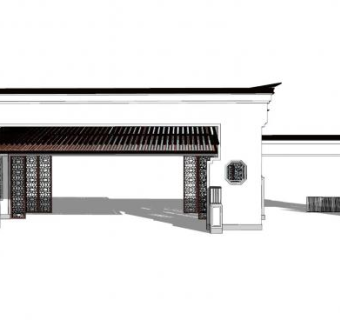 新中式小区入口sketchup模型下载_sketchup草图大师SKP模型