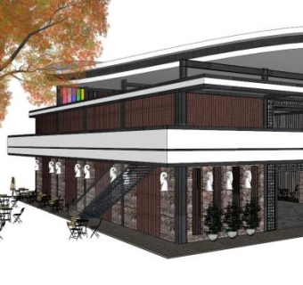 二层茶室su模型下载_sketchup草图大师SKP模型