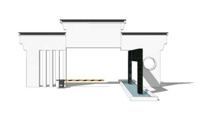新中式简约小区大门SU模型下载_sketchup草图大师SKP模型