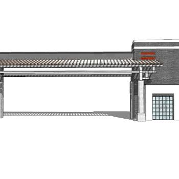 新中式小区大门sketchup模型下载_sketchup草图大师SKP模型