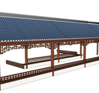 古建廊架su模型下载_sketchup草图大师SKP模型