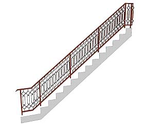 新中式楼梯<em>扶手</em>su模型下载_sketchup草图大师SKP模型