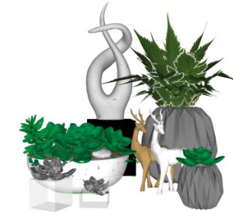 小鹿雕塑su模型下载_sketchup草图大师SKP模型