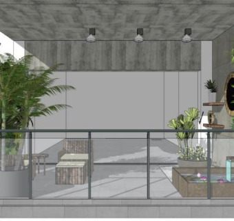 露台景观设计su模型下载_sketchup草图大师SKP模型