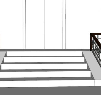中式护栏梯子su模型下载_sketchup草图大师SKP模型