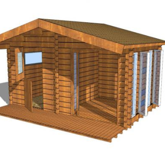 现代木制户外厕所SU模型下载_sketchup草图大师SKP模型