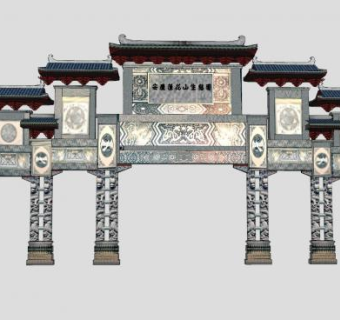 莲花山牌坊建筑SU模型下载_sketchup草图大师SKP模型