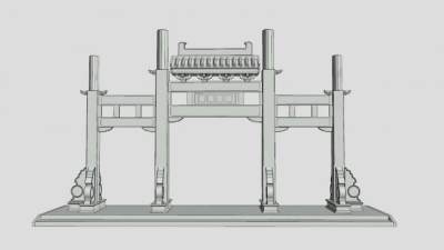 仿古牌坊大门SU模型下载_sketchup草图大师SKP模型