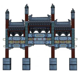 中式元素牌坊大门SU模型下载_sketchup草图大师SKP模型
