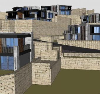 半坡别墅SU模型下载_sketchup草图大师SKP模型