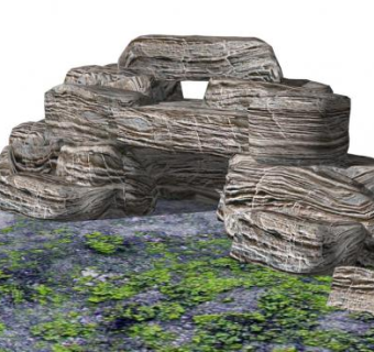 假山石头设计su模型下载_sketchup草图大师SKP模型