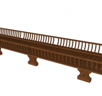 中式实木走廊SU模型下载_sketchup草图大师SKP模型