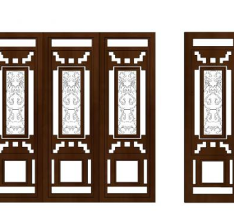 仿古木门su模型下载_sketchup草图大师SKP模型