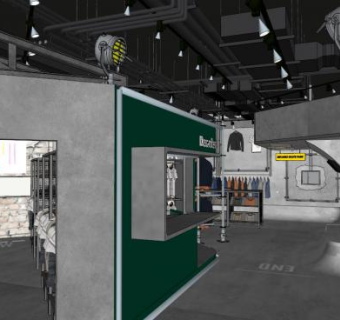 工业风吊顶管道su模型下载_sketchup草图大师SKP模型